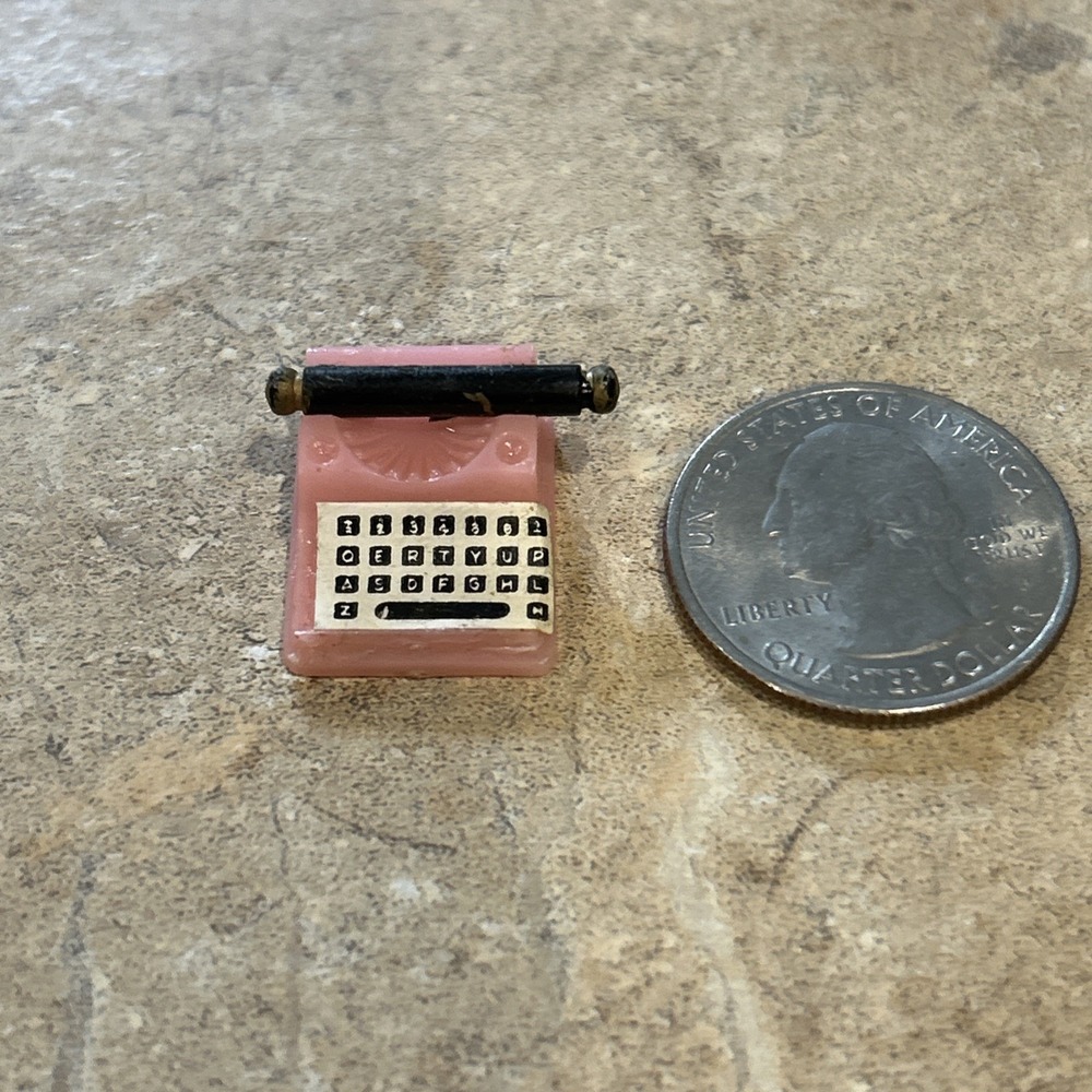 Vintage Miniature Gumball Machine PK Typewriter Pink Hong Kong